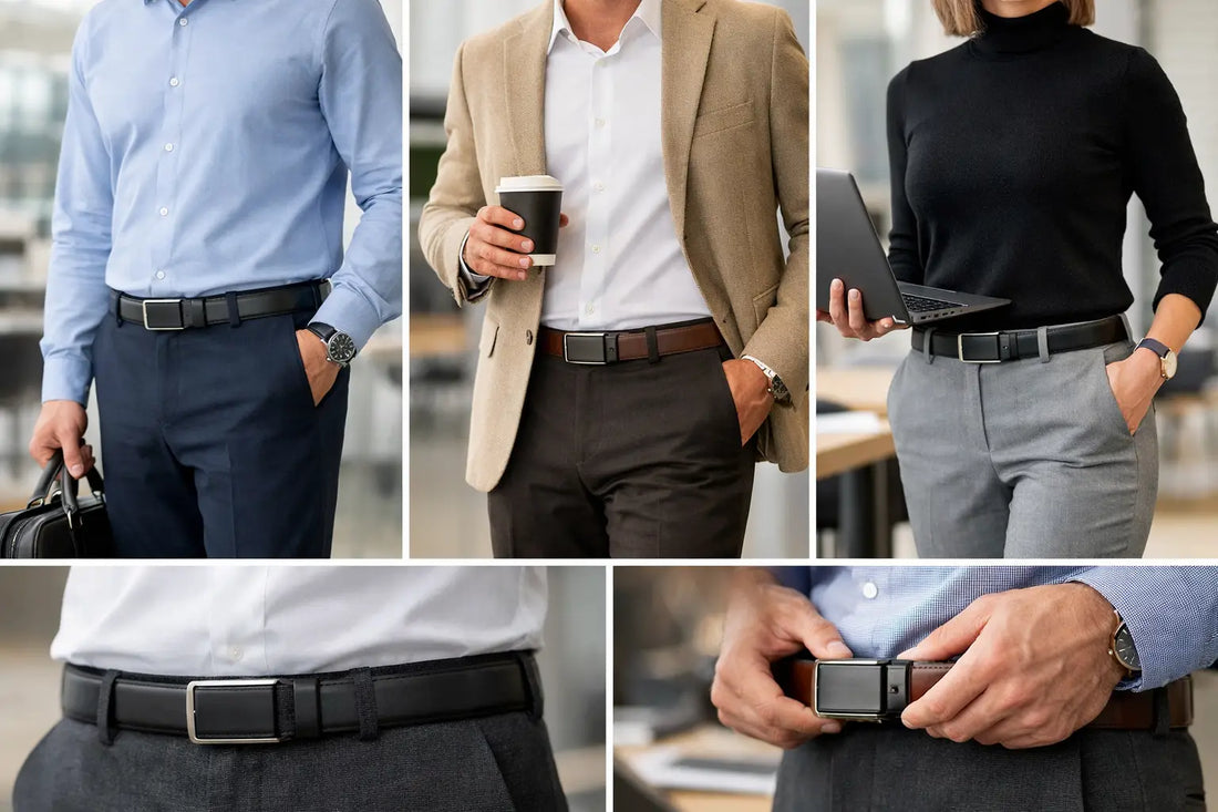 7 Ratchet Belt Office Outfits That Work