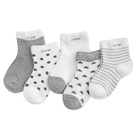 5 Pairs Children's Socks Cotton Kids Summer Mesh Socks Ultra-thin Breathable Stars and Moon - Beltbuy Store