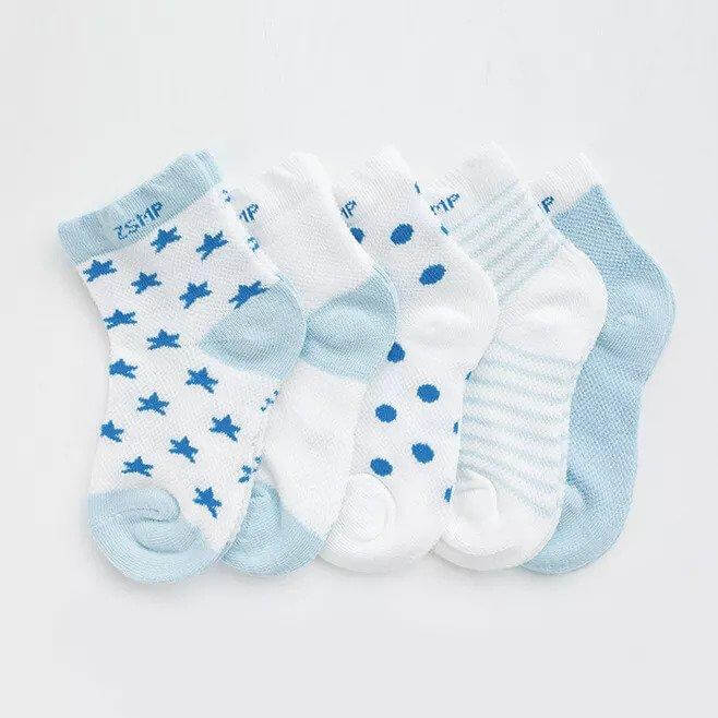 5 Pairs Children's Socks Cotton Kids Summer Mesh Socks Ultra-thin Breathable Stars and Moon - Beltbuy Store
