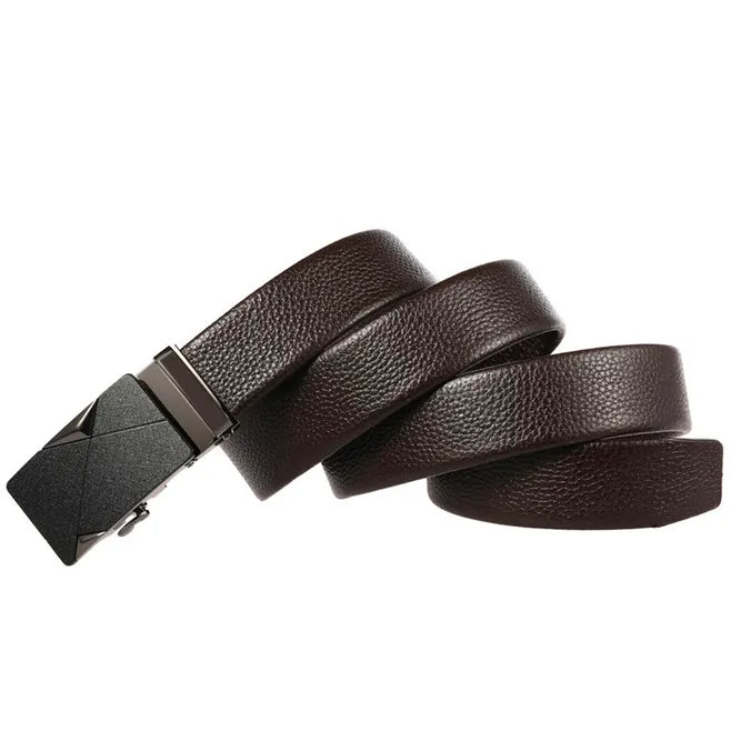 Mens Slide Leather Ratchet Belt Black/ Brown