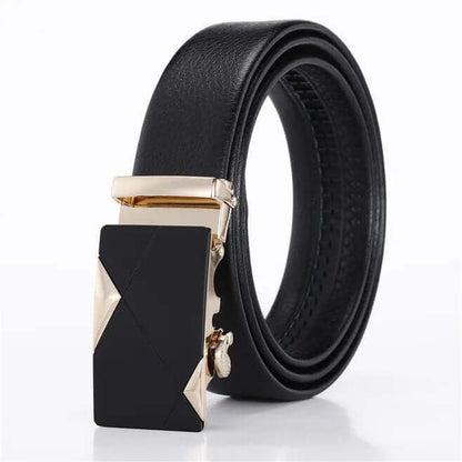 Men Leather Ratchet Slide Belt with Click Buckle 1 1/4" in Gift Set Box - Adjustable Trim to Fit