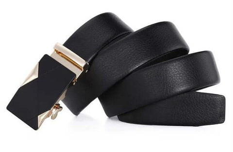 Men Leather Ratchet Slide Belt with Click Buckle 1 1/4" in Gift Set Box - Adjustable Trim to Fit