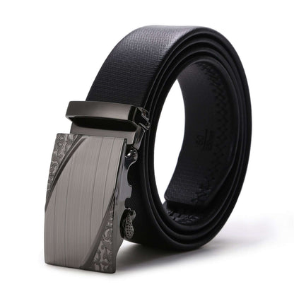 Men's Casual Automatic Buckle Genuine Belt with Stripe Buckle 13 - Beltbuy Store
